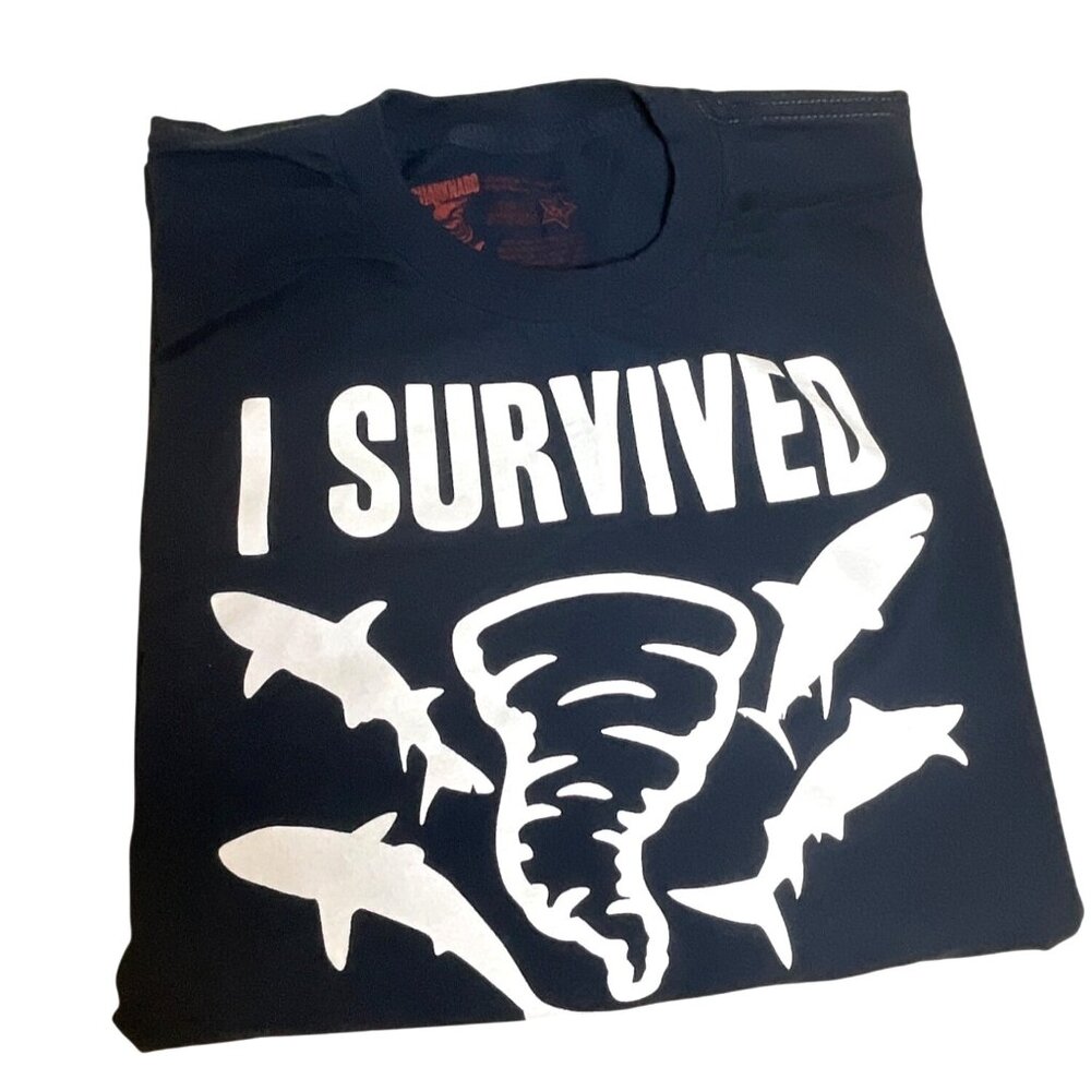 Sharknado Adult 2X Cotton T-Shirt Navy Cult Shark Film Funny Comedy Horror NWOT - Picture 7 of 10